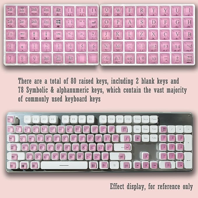 Ivaso 80 Pcs Keyboard Sticker for Long Nails Typing and Gaming, Symbolic and Alphanumeric Sticky Silicone Keys for Keyboards and Laptop (Purple)