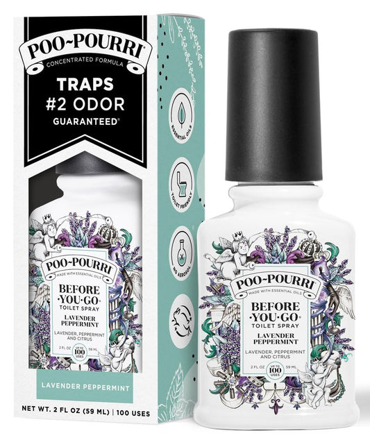 Poo-Pourri Before-You-Go Toilet Spray, Lavender Peppermint, 2 Fl Oz, Up to 100 Uses, Bathroom Odor Deodorizer, Plant-Based with Essential Oils for Home or Work, Travel Essentials, TSA Approved Size