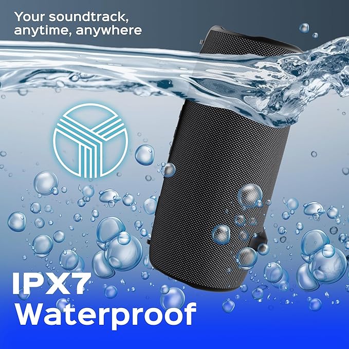 TREBLAB Loud Portable Wireless Bluetooth Speaker, 60W Deep Bass, IPX7 Waterproof Outdoor Speaker, 20H Rechargeable Battery, Built-in Powerbank, TWS Stereo Pairing, Mic, USB-C, Carrying Strap - HD-Max