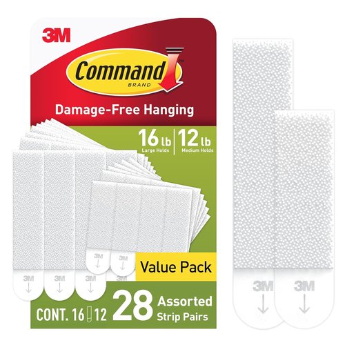Command Picture Hanging Strips - Damage-Free Hangers for Frames | 28 Pairs (15 lb & 10 lb) - White Adhesive