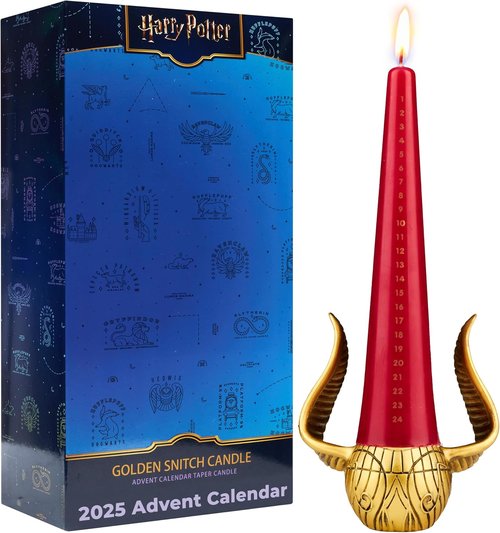 Harry Potter Advent Calendar 2025 - Candle & Holder Set with Tapered Unscented Candles | Christmas Countdown Decor