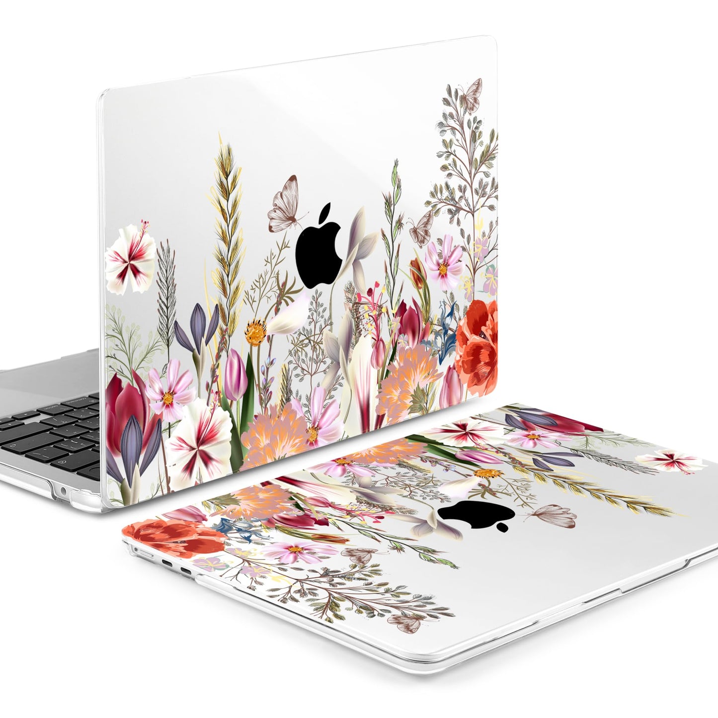 Batianda Premium Case for New MacBook Air 15 inch with M5 M4 M3 M2 Chip 2026 2025 2024 2023 Release, Designed Ultra-Slim Hardshell & Keyboard Cover & Screen Protector 4-in-1 Bundle, Flower Field