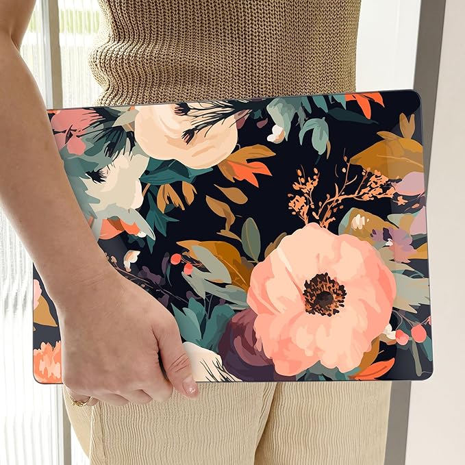 TWOLSKOO for MacBook Air 15 inch Case 2026 2025 2024 2023 Release M5 A3448 M4 A3241 M3 A3114 M2 A2941, Plastic Hard Shell & Screen Protector & Keyboard Cover & Type C Adapter, Bright Abstract Flower