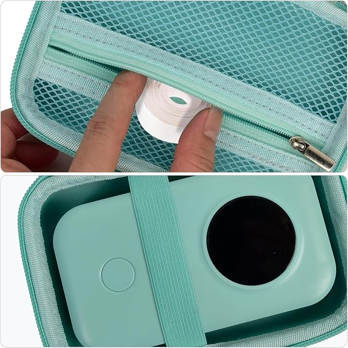 PAIYULE Hard Carrying Case for Phomemo D30 D35 Label Maker, Label Printer Case for Nelko P21, for NIIMBOT D110 D11, for Marklife P11 P12, for SUPVAN E10 Storage Bag with Mesh Pocket (Grid)