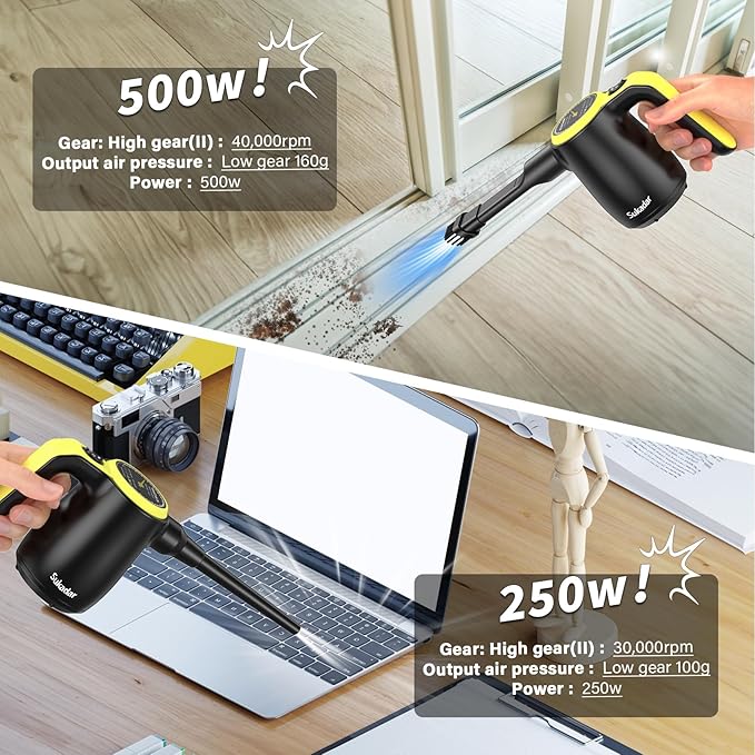 Sukadar Compressed Air Duster for Electronics, Canned Air Electric for PC, Laptop, Console, Electronics and Home Cleaning, Replaces Compressed Air Cans.