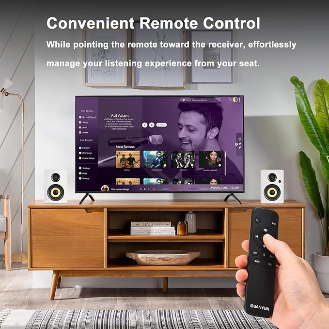 Sanyun SW206 80W Active Dual-Mode Bookshelf Speakers, 4” Studio Monitor & HiFi Mode, Upgraded 3D Sound Field, 6.35mm TRS Balanced, Bluetooth 5.4, Optical Coaxial Aux USB 24bit DAC, White