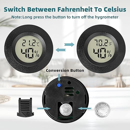 EWPJDK Mini Hygrometer Indoor Humidity Meter Hygrometer Thermometers 4 Pack Humidity Meters Gauge Hygrometer Mini Digital Thermometer Hygrometer for Humidors, Greenhouse, Garden, Cellar (4)