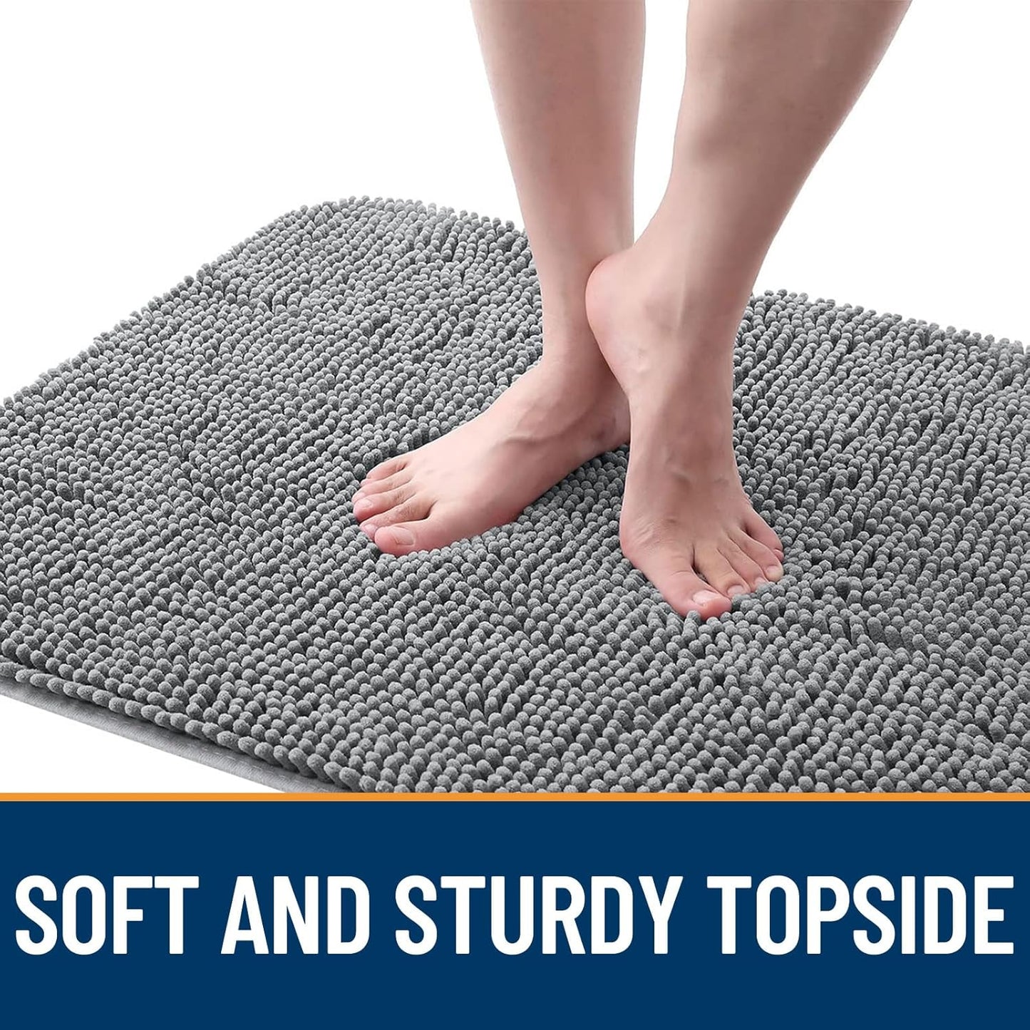 OLANLY Dog Door Mat - Absorbent Non-Slip Chenille Mat for Muddy Paws | 24x16 Inches, Quick Dry, Grey