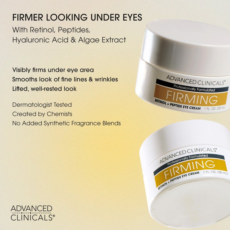 Advanced Clinicals Advanced Retinol Eye Balm + Peptides Face Moisturizer Cream | Visible Anti Aging Under Eyes Cream Improves Appearance Of Wrinkles, Fine Lines, Puffiness, & Dark Circles, 1 Fl Oz