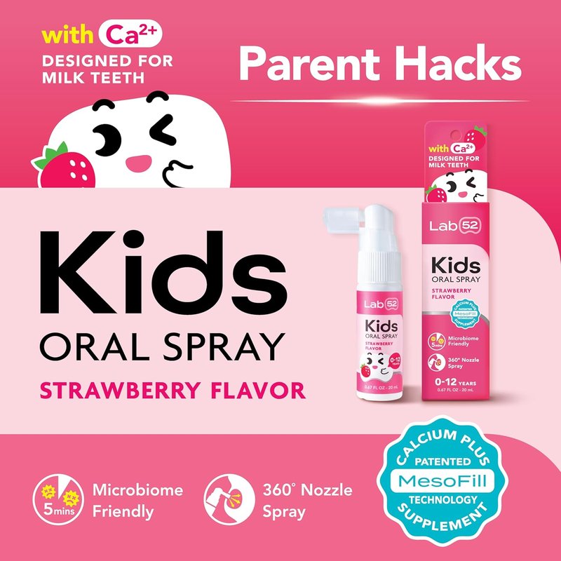 Kids Oral Spray - Fluoride-Free Toddler Toothpaste Helper for Fresh Breath | Xylitol, Strawberry & Grape Flavors