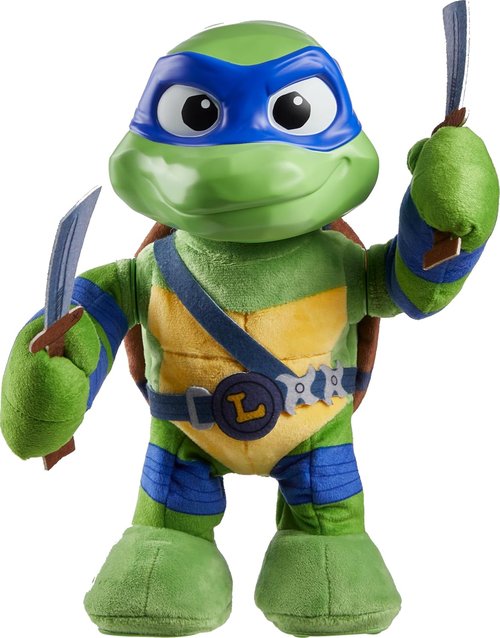 Mattel Teenage Mutant Ninja Turtles Leonardo Plush Toy - 11-Inch Soft Doll with 20+ Sounds & Action Features