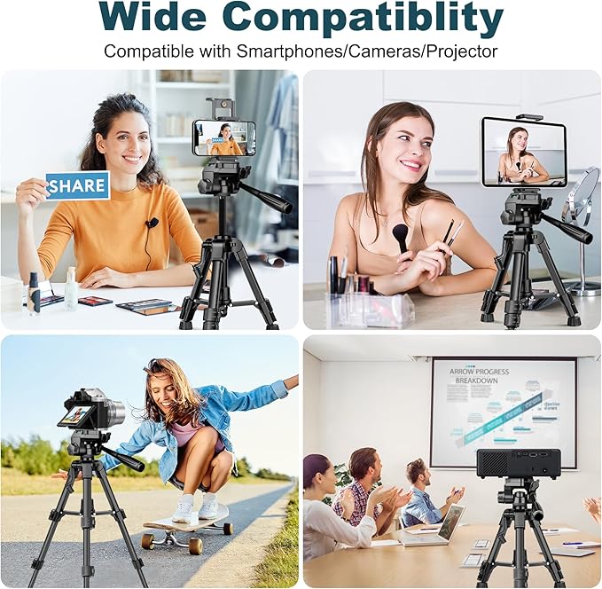 JOILCAN Mini Tripod for Camera, 25" Tabletop Camera Tripod, Portable Travel Tripod with Phone/Tablet Holder, Lightweight Aluminum Tripods for DSLR Phone Spotting Scope