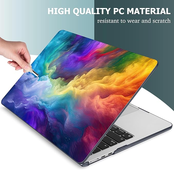 Mektron for 2026 MacBook Air 13-inch M5 Laptop Case A3449 with 13.6-inch Liquid Retina Display Fits 2025 A3240 M4 2024 A3113 M3 2023 A2681 M2 Printed Hard Shell for MacBook Air 13.6", Rainbow Cosmic