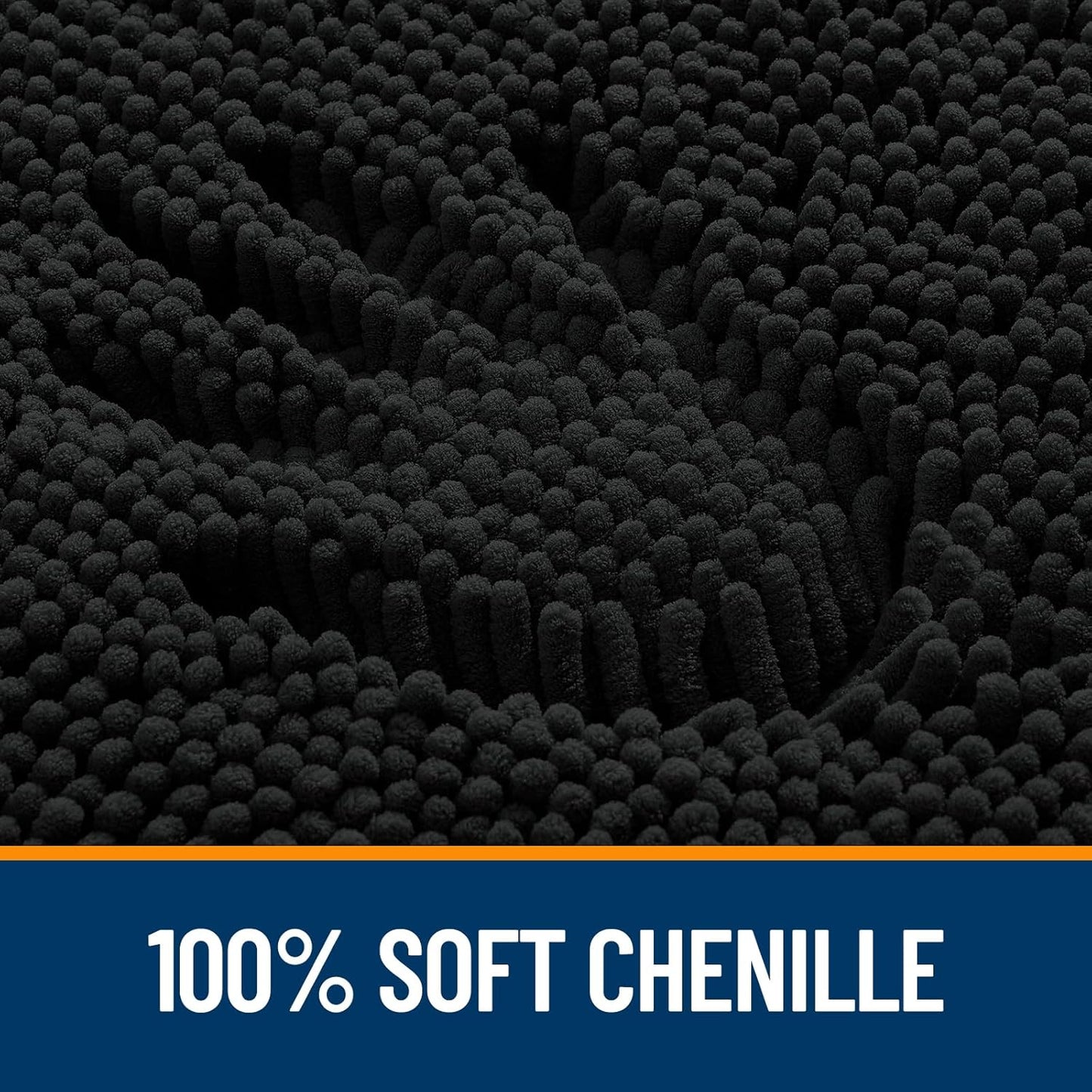 OLANLY Large Bathroom Rugs - Extra Soft Chenille Bath Mats | Quick-Dry, Machine Washable, Black 44x32