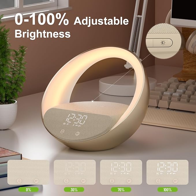 FUNFOR Bluetooth Speaker, 15W Fast Wireless Charging for Bedroom, Adjustable LED Night Light, 10W Portable Wireless Audio, Bluetooth 5.3 Speakers Wireless for iPhone, 2400mAh