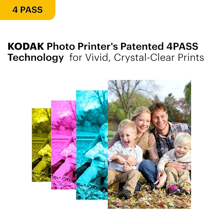 KODAK Dock Plus 4x6'' Photo Printer, 50 Sheets, Docking & Bluetooth Smartphone Printer for iPhone & Android, Instant Color Prints, 4PASS Dye Sublimation