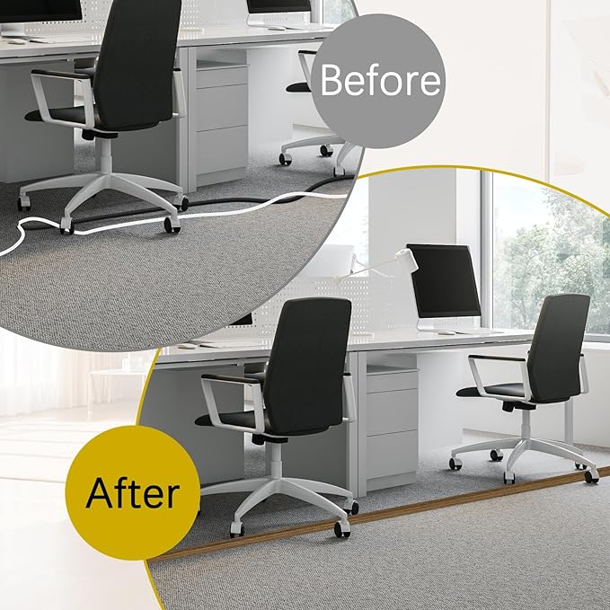 JAHOMFAI Floor Cord Cover 10FT Cord Covers for Wires on Floor Protect Wires & Prevent Trip Hazards, Easy to Cut for Home, Office, School, Concerts, Cavity W0.6in x H0.32in