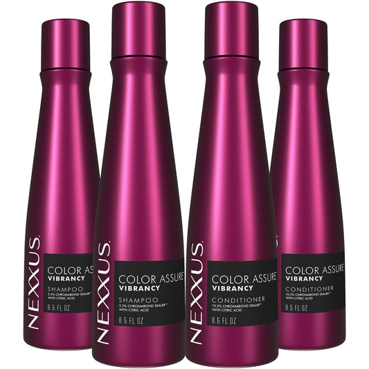 Nexxus Color Assure Shampoo 2-Pack + Conditioner 2-Pack – Hair Products for Color-Treated Hair, Enhance Vibrancy up to 40 Washes, 8.5 Oz Ea