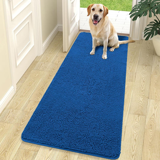 OLANLY Dog Door Mat - Absorbent Non-Slip Washable Doormat for Muddy Paws | 70x24 Deep Navy Blue