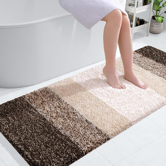 OLANLY Large Bathroom Rugs - Extra Soft Microfiber Mat 54x24 | Quick Dry & Washable, Light Brown