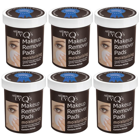 Andrea Eye Q's Moisturizing Eye Makeup Remover Pads, 65 Count (Pack of 6)