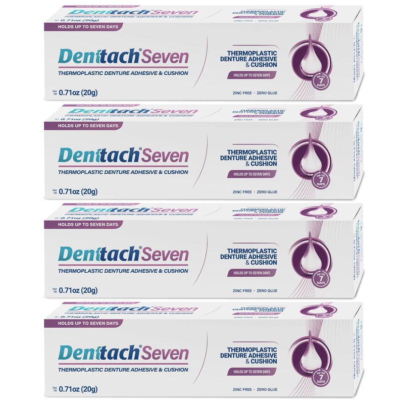 Denttach Seven Denture Adhesive, Thermoplastic Denture Cushion and Reliner, Upper and Lower Denture Comfort for Up to 7 Days, Zero Glue, Zinc Free (4)