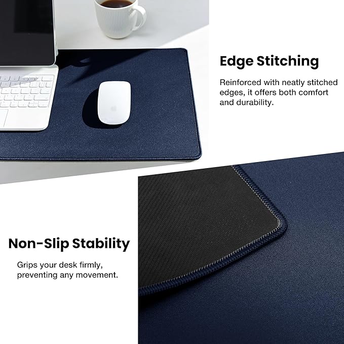 ALOANES Waterproof Mouse Pad with Durable Stitched Edge, Gaming Keyboard, Non-Slip Rubber Base Mouse Mat, Desk pad for Gamer, Office& Home, Dark Blue Mousepad Large(27.6"x11.8"x0.12")