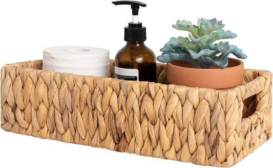 StorageWorks Water Hyacinth Basket - Stylish Wicker Storage for Toilet Paper | 14.25"L x 6.5"W x 3.75"H