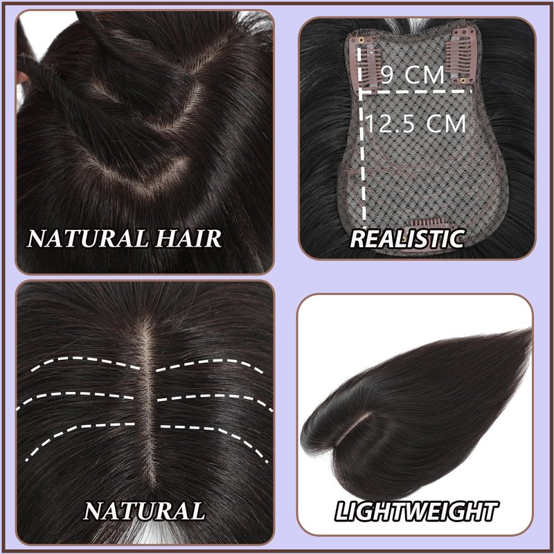 RMYHIG Hair Topper, 360° 3D Hair Toppers for Women with Thinning, 18 Inch Long Pieces for Women Clip in Wispy or Side Bangs(Black, 3D Wispy Bangs)