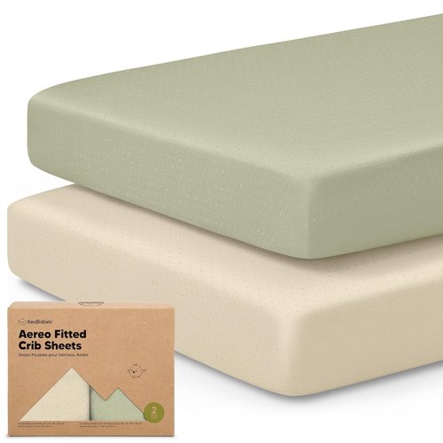 KeaBabies Fitted Crib Sheets - Soft Bamboo Viscose Cotton, 2-Pack, 52x28, Gender Neutral (Avocado)