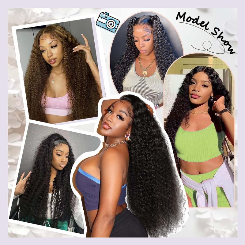 12 Inch Deep Wave Lace Frontal Closure 13x4 Ear to Ear Frontal HD Lace Brazilian Curly Virgin 100% Human Hair For Women Pre Plucked with Baby Hair 150% Density Free Part