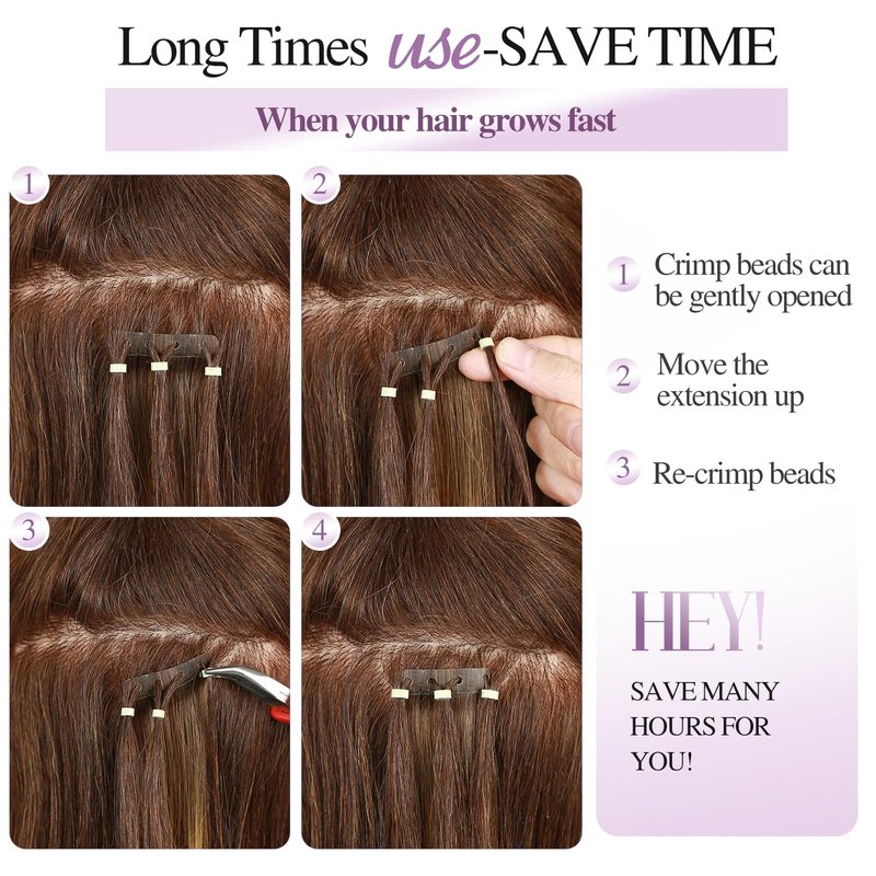 FANCEE OVO Hair Extensions Remy Human Hair PU Holes Wefts with Micro Beads Highlight Honey Blonde Volume Upgrade Butterfly Seamless Weft Invisible Beaded Hair Extension with Tools(40g 20Pcs, 14 Inch)