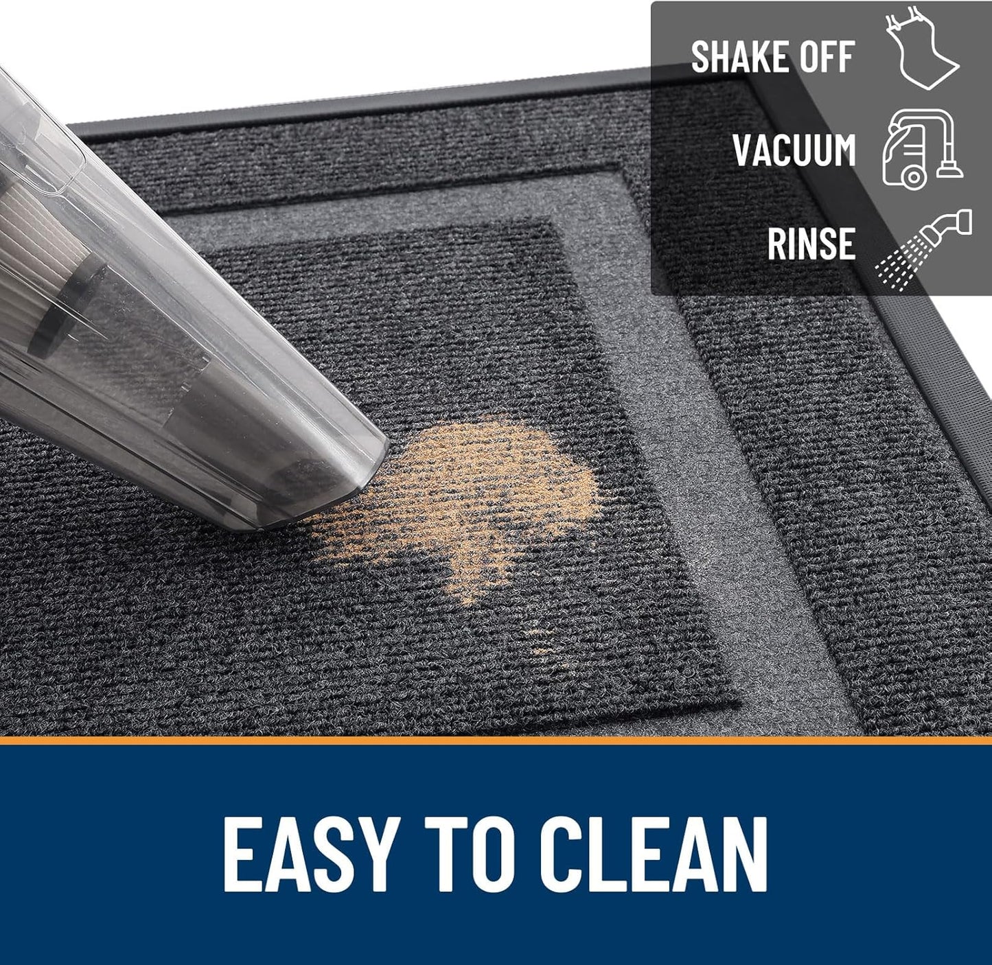 OLANLY Indoor Outdoor Doormat - Waterproof, All-Weather, Easy Clean | Sturdy Natural Rubber, 36x24, Grey