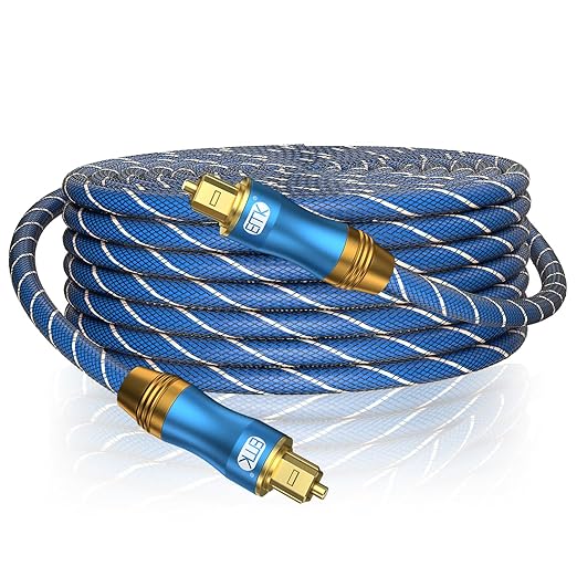 EMK Digital Optical Audio Cable 26Feet/8M Fiber Optical Toslink Cable SPDIF Audio Cable Male to Male Cord for Home Theater, Sound Bar, TV, PS4, Xbox, PlayStation & More