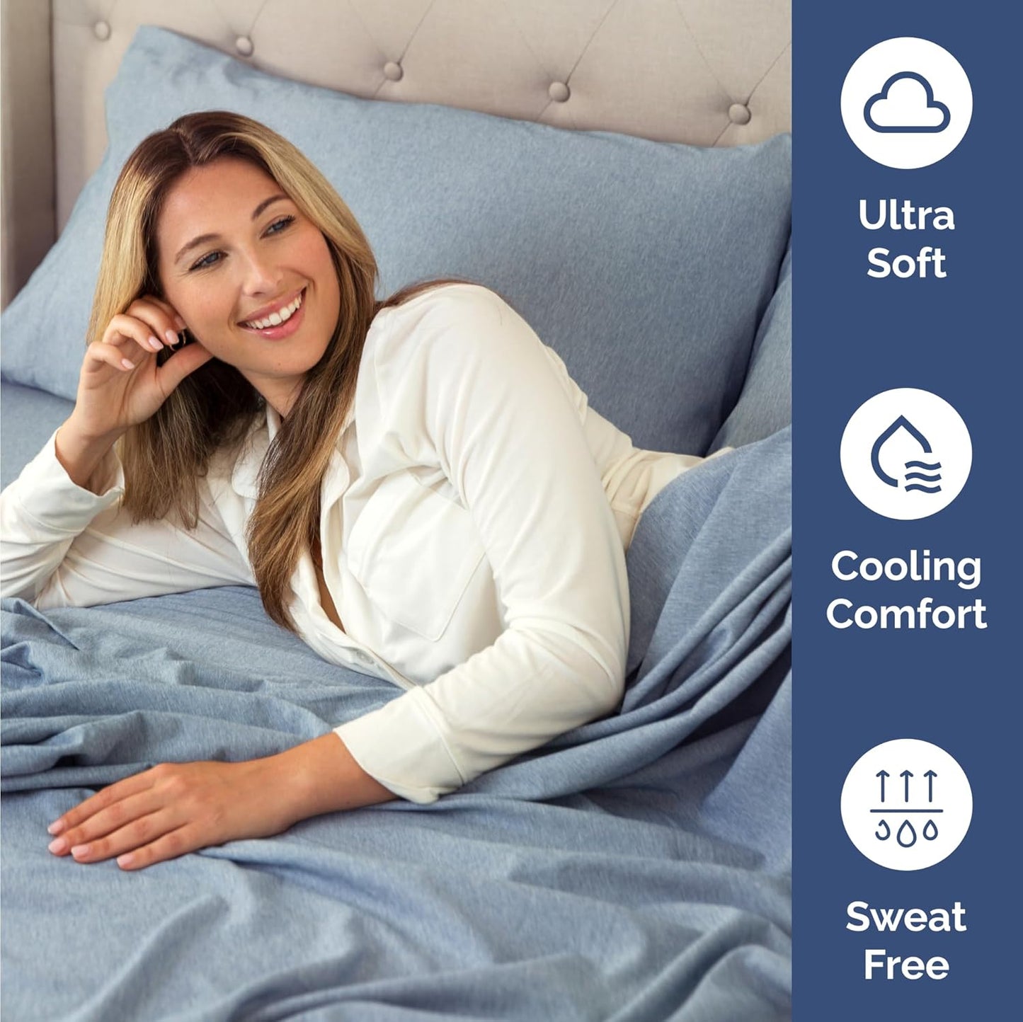 Skiennix Twin Size Sheet Set - Comfy Breathable Cooling Bedding - Luxury Soft Wrinkle-Free Blue