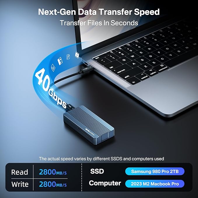 ACASIS 40Gbps M.2 NVMe SSD Enclosure, with Cooling Fan, M.2 Enclosure Compatible with Thunderbolt 4/3,USB4/USB3.2/3.1/3.0/2.0, TBU 405 Pro for M1 M2 Pro/Max Support 2280/2260/2242/2230 (TBU405 Pro)