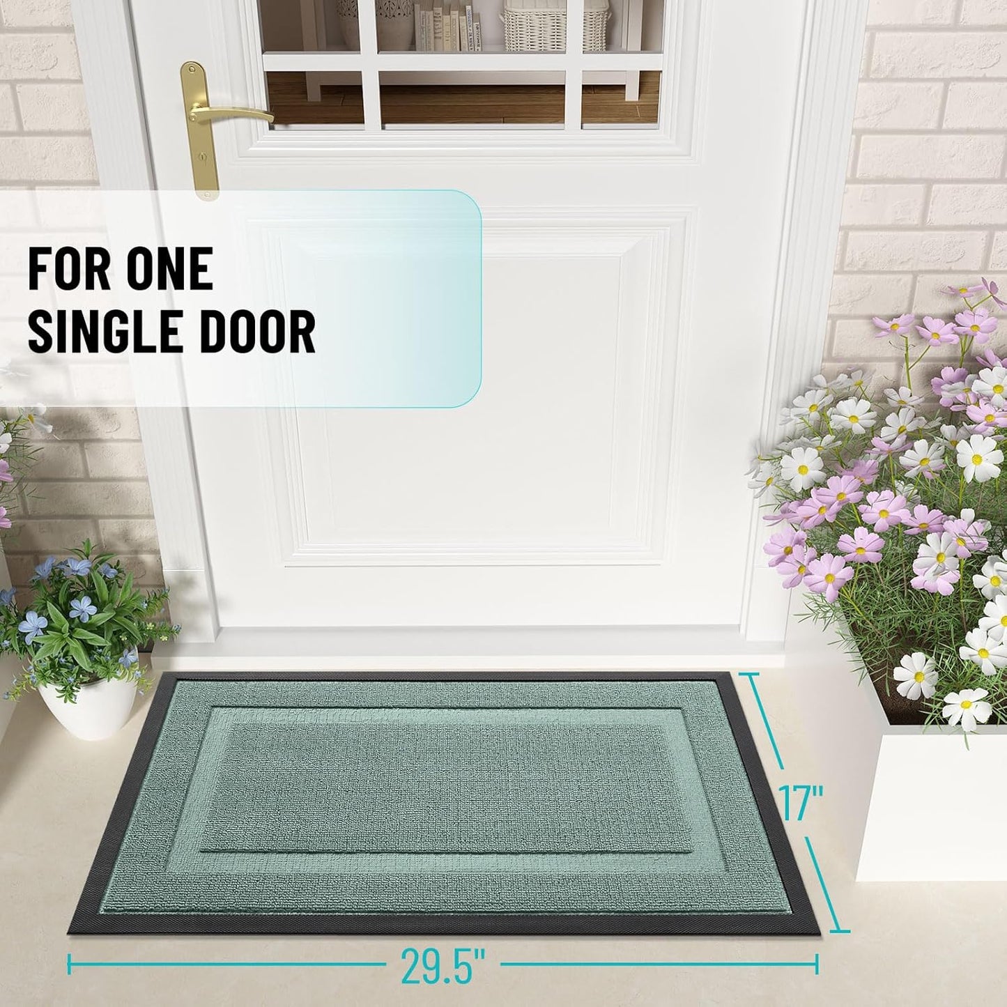 OLANLY Indoor Outdoor Front Door Mat - Waterproof All-Season Doormat | Sturdy Natural Rubber, 47x23, Grayish Green