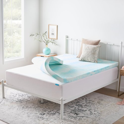Linenspa 3 Inch Swirl Gel Memory Foam Mattress Topper, King Size – Cooling Gel Infused, Ventilation Holes – Pressure Relieving Bed Topper – CertiPUR Certified