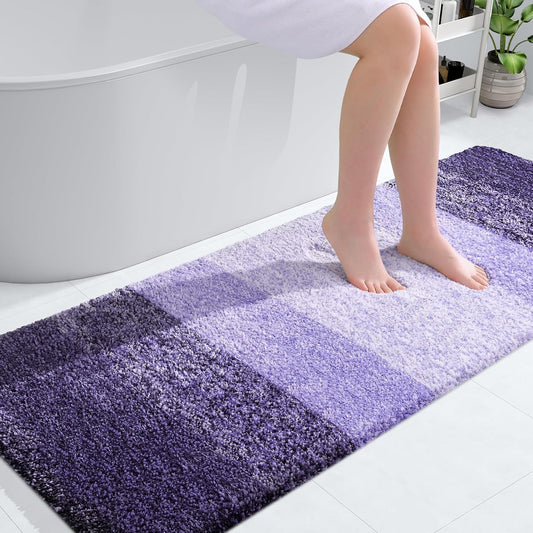 OLANLY Bathroom Runner Rugs - Extra Soft Microfiber Mat 59x24 | Quick Dry, Washable, Rubber Backing, Violet