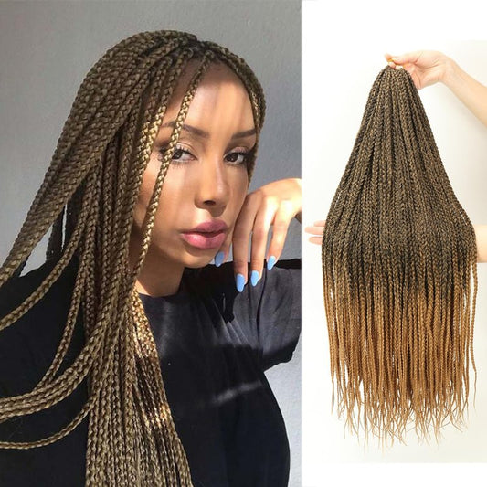 Ombre Blonde Crochet Box Braid 30inch 6Packs Midium Size Premium Synthetic Crochet Braids Waist Length Individually Prelooped Handmade Soft Braids Hair Extension For Girls Women(30inch M1B27)
