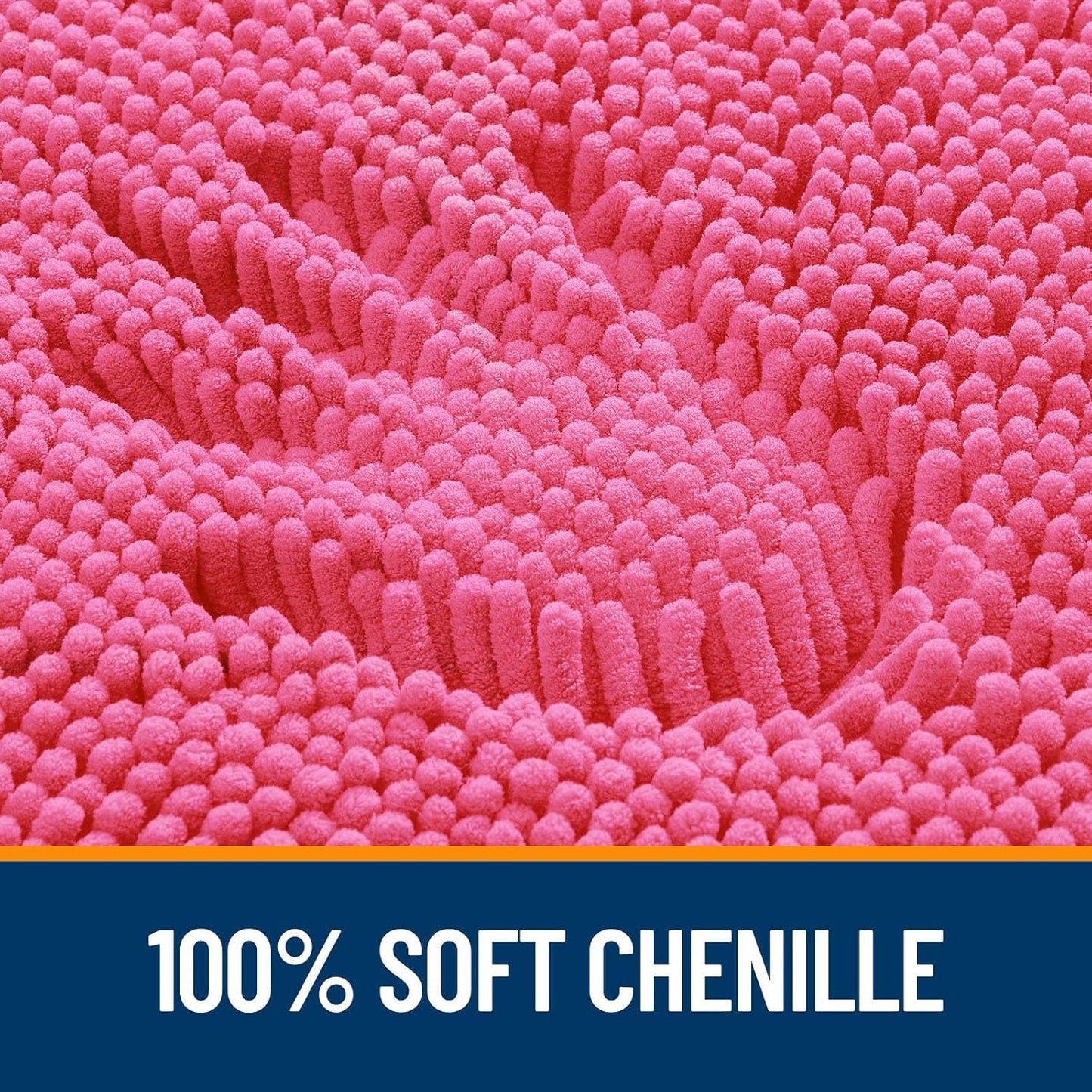 OLANLY Bathroom Runner Rugs - Soft Absorbent Chenille with Rubber Backing | 59x24 Inches, Hot Pink