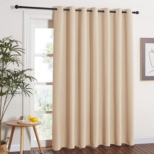 NICETOWN Extra Wide Patio Door Curtain - Energy Smart & Noise Reducing Grommet Thermal Insulated Wide Width Drapes, Sliding Door Curtain for Guestroom(Biscotti Beige, W100 x L84)