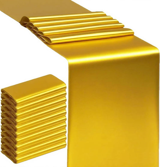Skiennix Gold Table Runners - 10 Pack of 12 x 108 Inches Satin for Weddings & Parties | Elegant Decorations