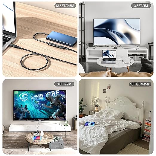 HOTUTUKI USB-C Extension Cable 6.6ft, 20Gbps Data Transfer, 4K@60Hz, 240W Charging, Male to Female Compatible with Cell Phone Cord Extension
