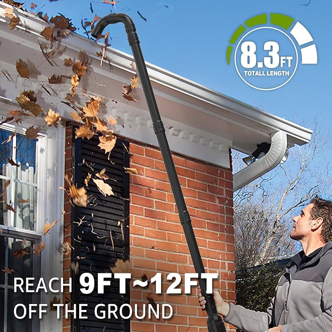 Sealegend Gutter Cleaning Attachment Kit Compatible with EGO 530CFM, 580CFM, 575CFM, 650CFM, 615CFM, LBX6000 Leaf Blowers 360Â° Rotation Nozzle, Extends Up to 8.3FT from The Ground