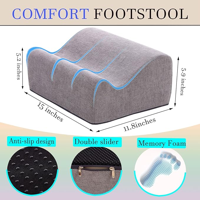 Foot Rest for Under Desk at Work,At Work Soft Ergonomic Footrest,Support Foot Pillow,Heel Chair,Leg Elevation Pillow(Dark Gray)