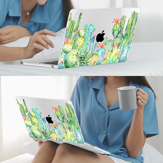 Mektron for 2026 MacBook Air 13-inch M5 Laptop Case A3449 with 13.6-inch Liquid Retina Display Fits 2025 A3240 M4 2024 A3113 M3 2023 A2681 M2 Printed Shell for MacBook Air 13.6", Watercolor Cactus