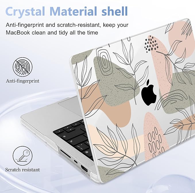 Lepeoac for MacBook Pro 16 inch Case M1 M2 M3 M4 M5 Pro/Max with Liquid Retina XDR, Release 2021-2025 2026 A3429 A3428, Hard Shell Case with Screen Protector & Keyboard Cover, Tropical Leaves