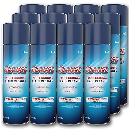 Glance 904553 Powerized Professional Glass Cleaner, Foaming Formula Clings to Windows, Mirrors & Hard Surfaces, Aerosol Spray, 19-Ounce (Pack of 12)