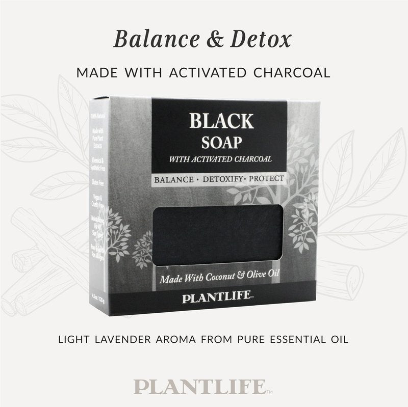 Plantlife Black 6-Pack Bar Soap - Moisturizing and Soothing Soap for Your Skin - Hand Crafted Using Plant-Based Ingredients - Made in California 4.5oz Bar